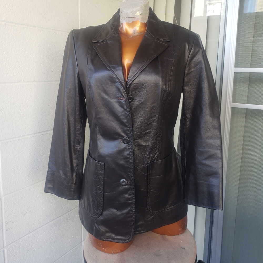 Vtg United Colors of Benetton Brown Leather Jacket size S